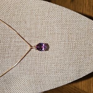 MINED AMETHYST & DIAMOND Oval Pendant & 14kt yellow gold Chain